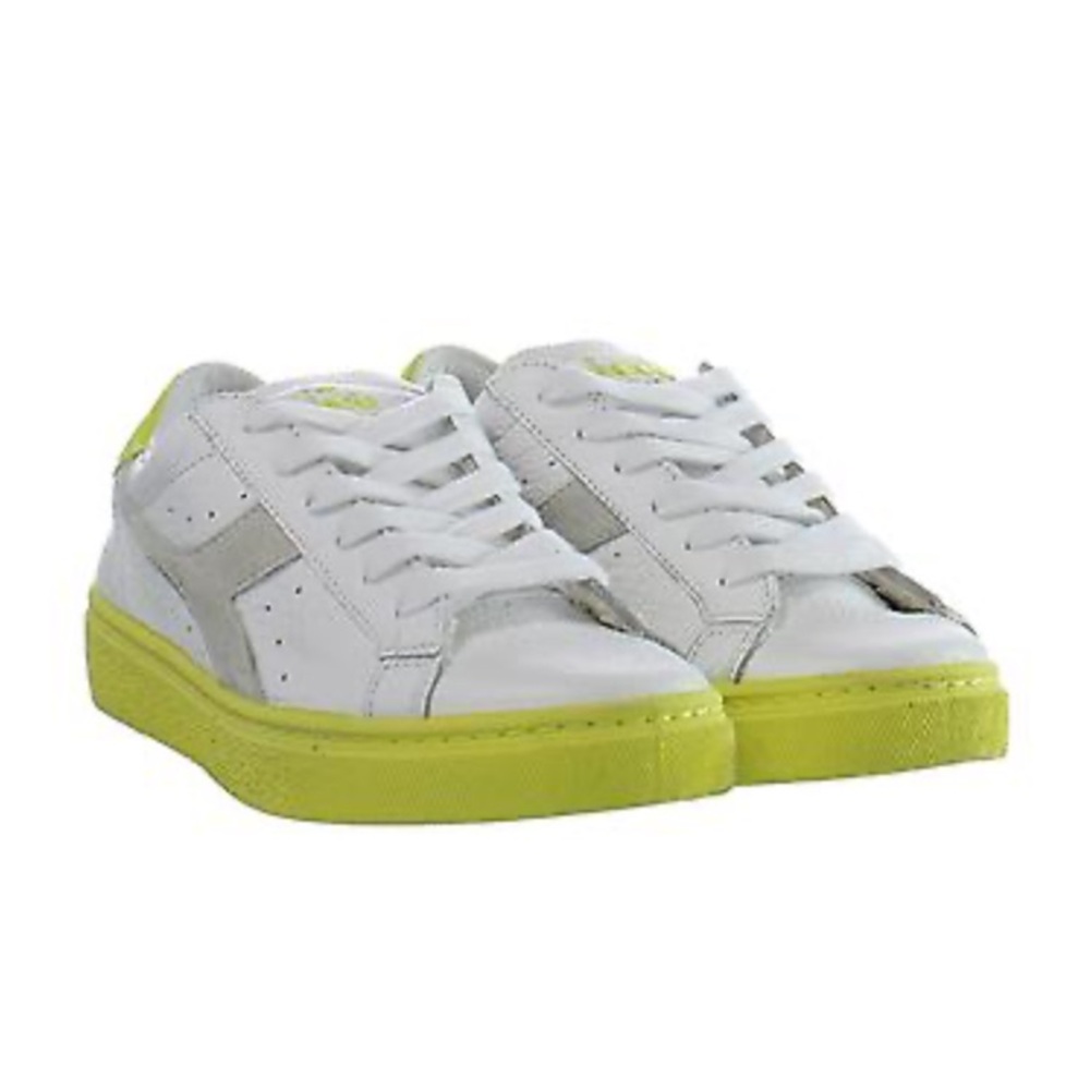 Diadora Heritage Montecarlo Sneaker 1977 Shoe White yellow size‎ 8 made in Italy